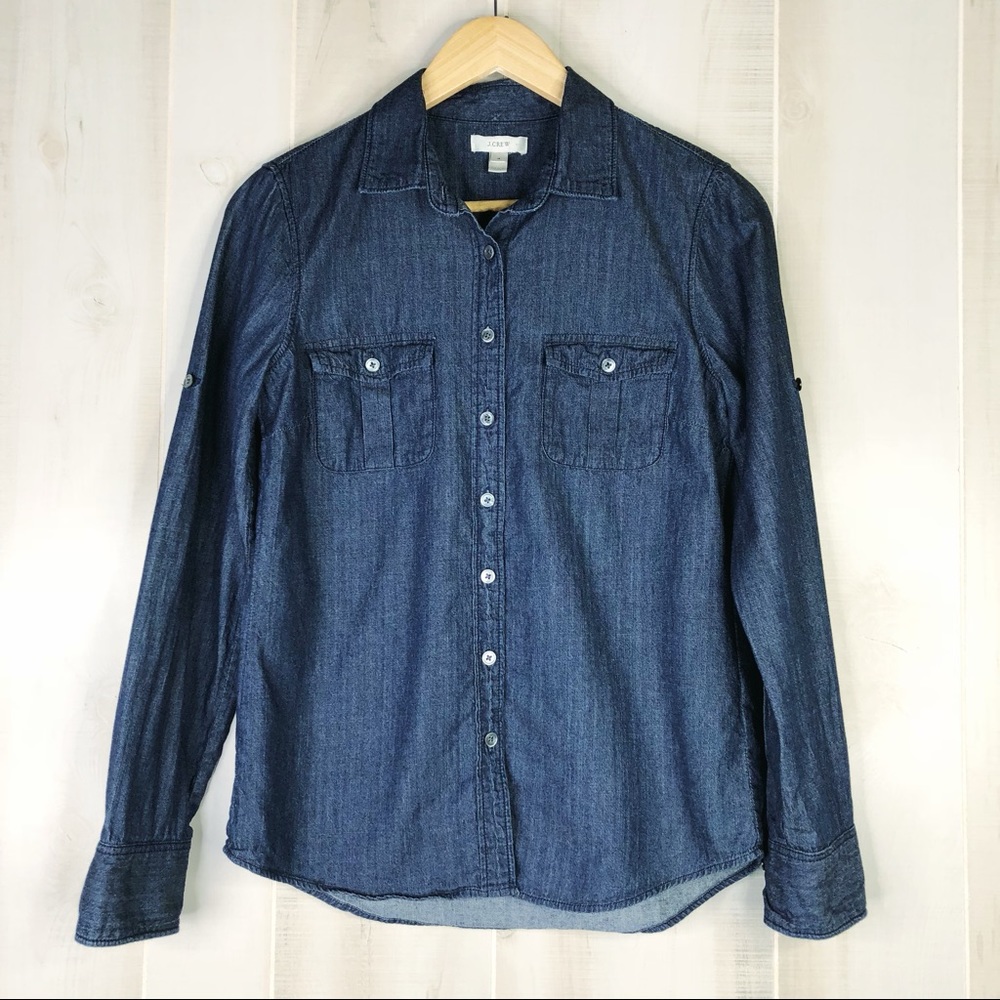 J. Crew Denim Button-Down Shirt Size 4 - Picture 2 of 4